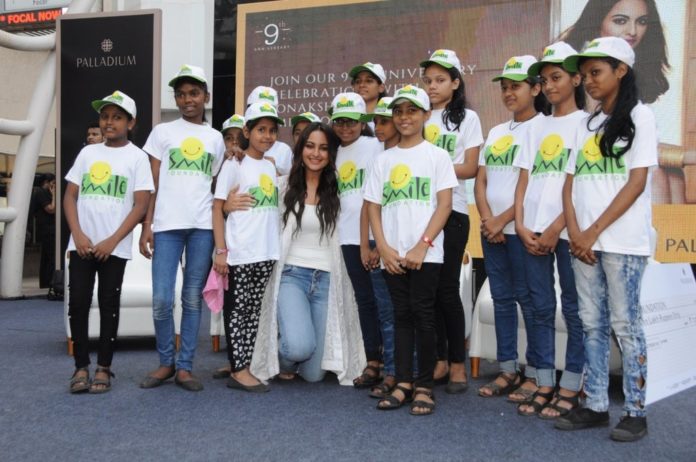 Sonakshi Sinha with kids from Smile Foundation